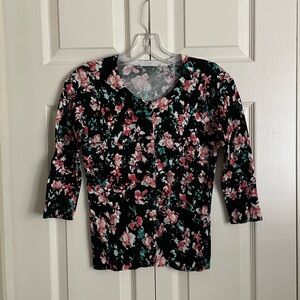 White House Black Market Floral Cardigan